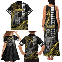 Hawaii King Kamehameha The Great Family Matching Tank Maxi Dress and Hawaiian Shirt Gold Tribal Tattoo LT05 - Polynesian Pride