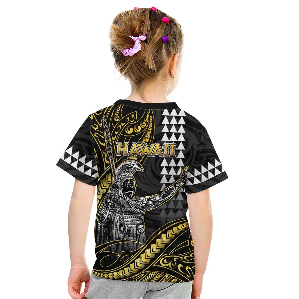Hawaii King Kamehameha The Great Kid T Shirt Gold Tribal Tattoo LT05 - Polynesian Pride