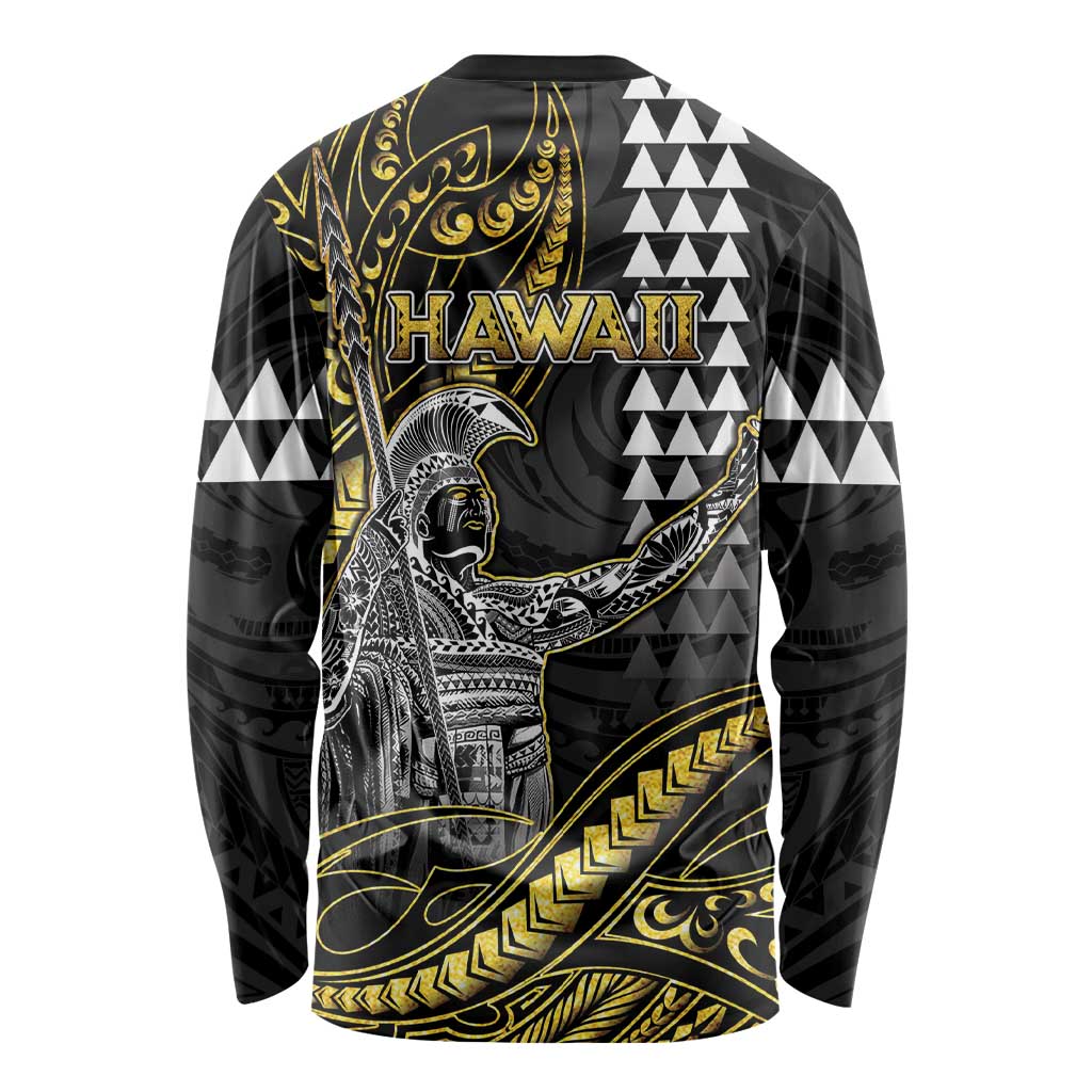 Hawaii King Kamehameha The Great Long Sleeve Shirt Gold Tribal Tattoo LT05 - Polynesian Pride