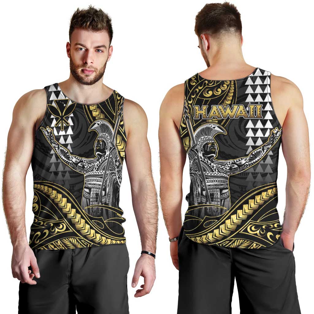 Hawaii King Kamehameha The Great Men Tank Top Gold Tribal Tattoo