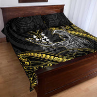 Hawaii King Kamehameha The Great Quilt Bed Set Gold Tribal Tattoo