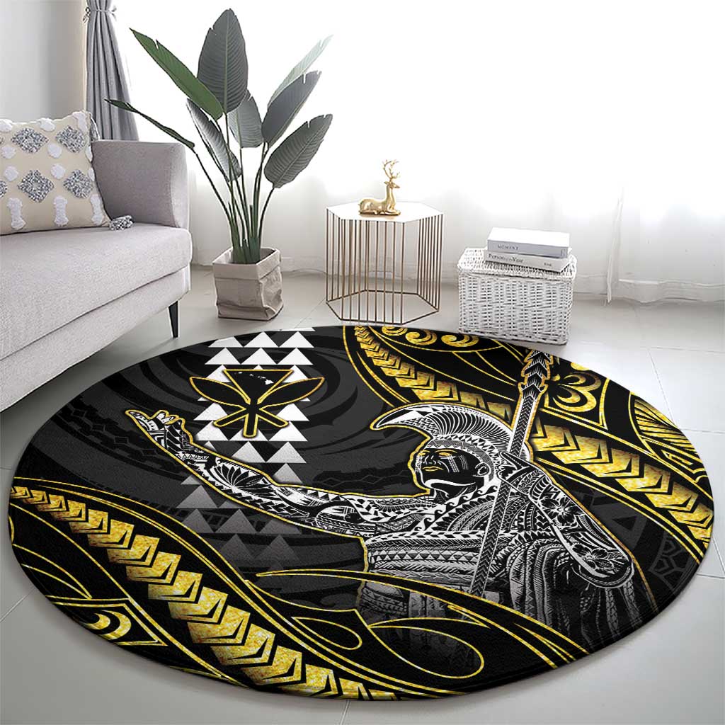 Hawaii King Kamehameha The Great Round Carpet Gold Tribal Tattoo