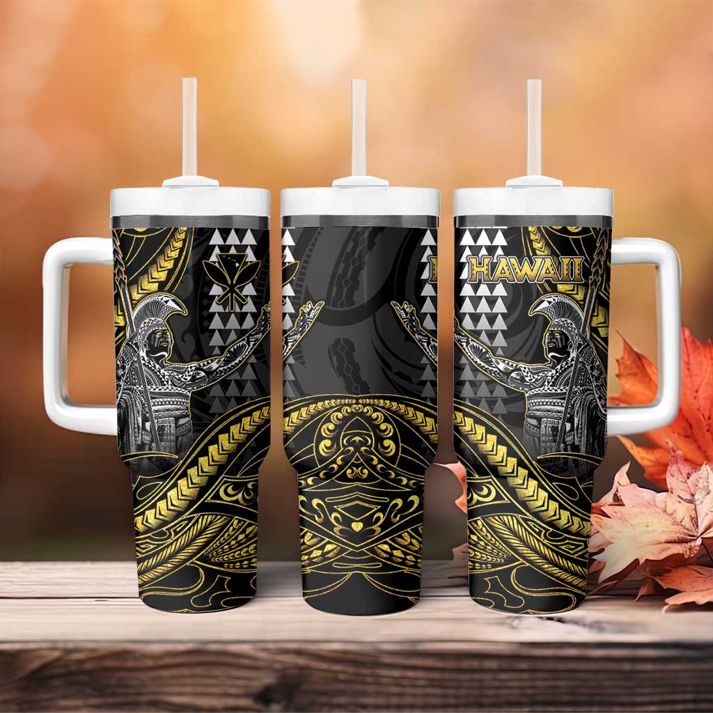Hawaii King Kamehameha The Great Tumbler With Handle Gold Tribal Tattoo