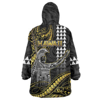 Hawaii King Kamehameha The Great Wearable Blanket Hoodie Gold Tribal Tattoo