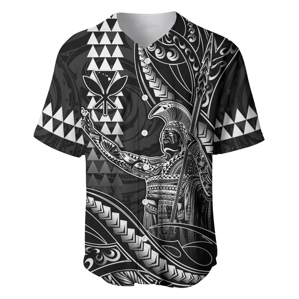 Hawaii King Kamehameha The Great Baseball Jersey Black Tribal Tattoo LT05 Black - Polynesian Pride