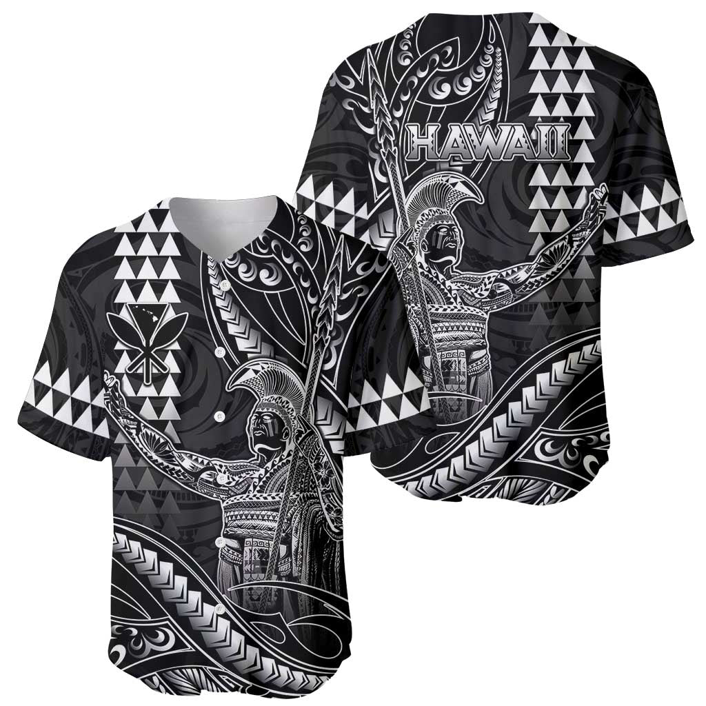 Hawaii King Kamehameha The Great Baseball Jersey Black Tribal Tattoo LT05 - Polynesian Pride