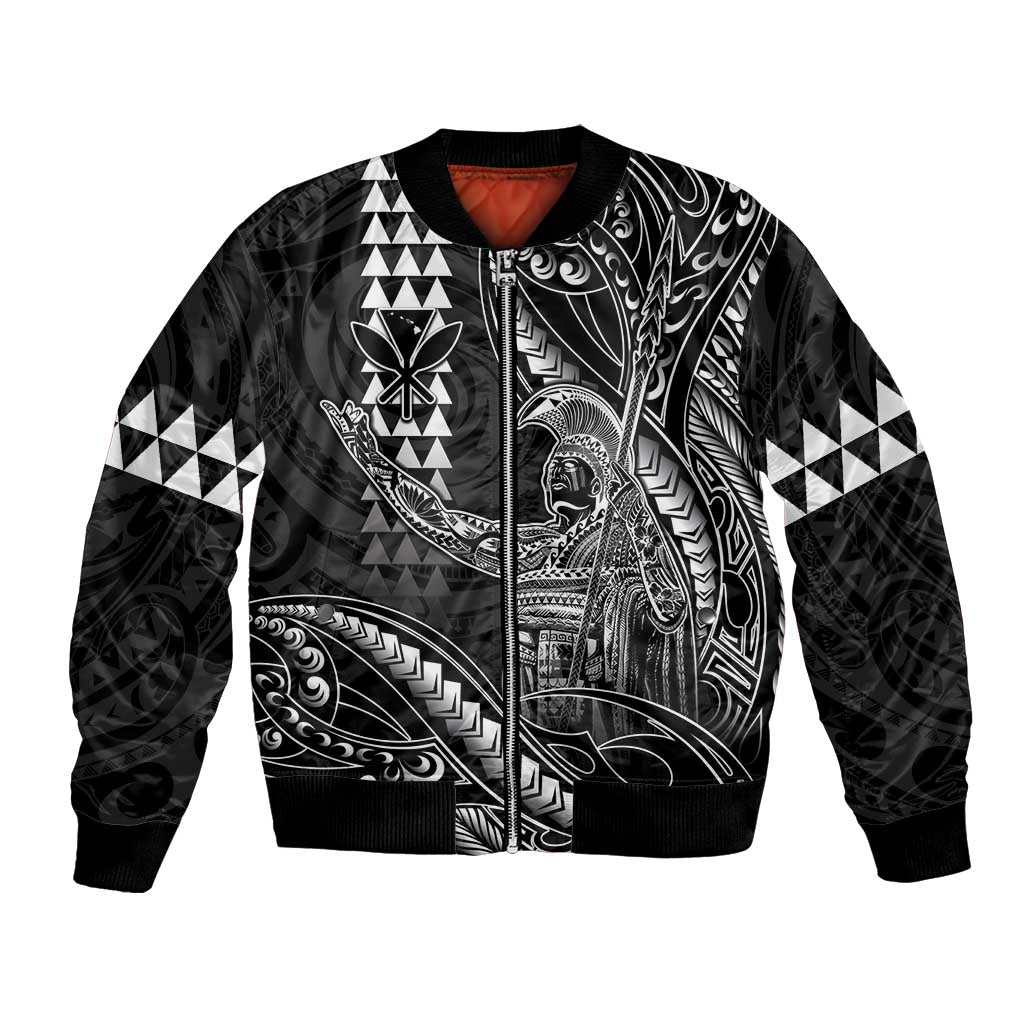 Hawaii King Kamehameha The Great Bomber Jacket Black Tribal Tattoo LT05 Unisex Black - Polynesian Pride