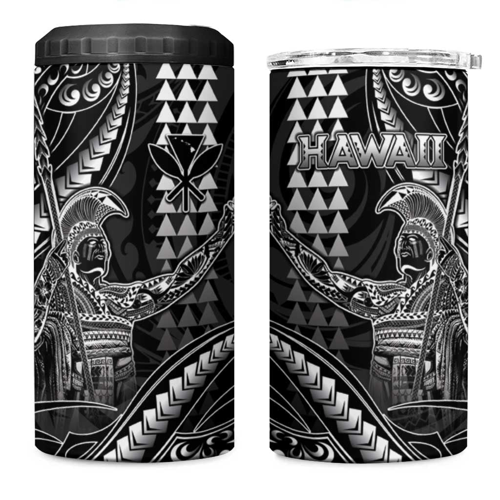 Hawaii King Kamehameha The Great 4 in 1 Can Cooler Tumbler Black Tribal Tattoo