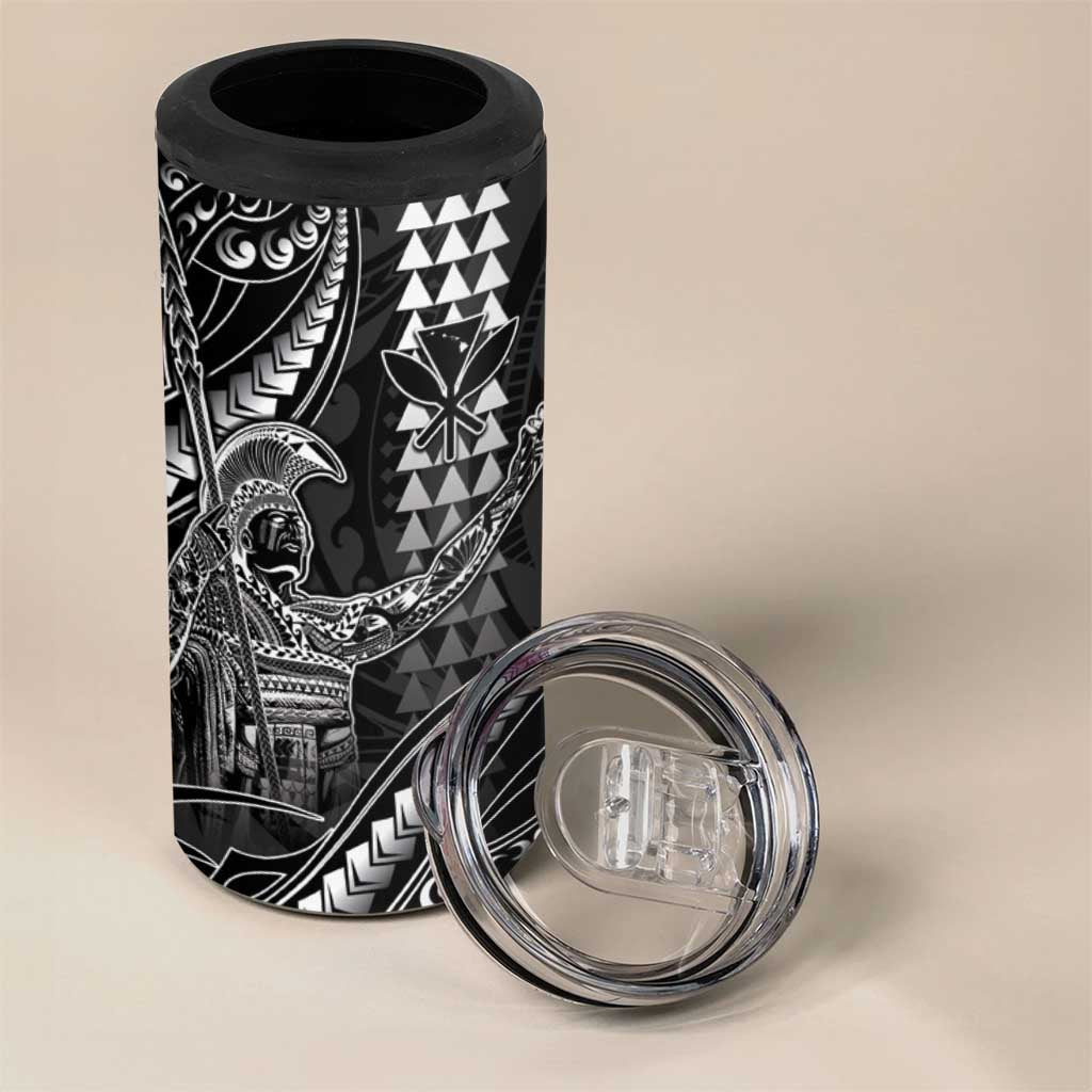 Hawaii King Kamehameha The Great 4 in 1 Can Cooler Tumbler Black Tribal Tattoo
