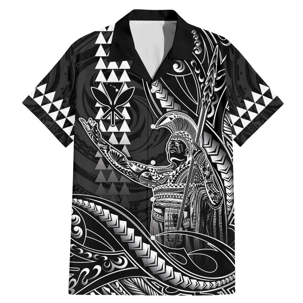 Hawaii King Kamehameha The Great Family Matching Mermaid Dress and Hawaiian Shirt Black Tribal Tattoo LT05 Dad's Shirt - Short Sleeve Black - Polynesian Pride