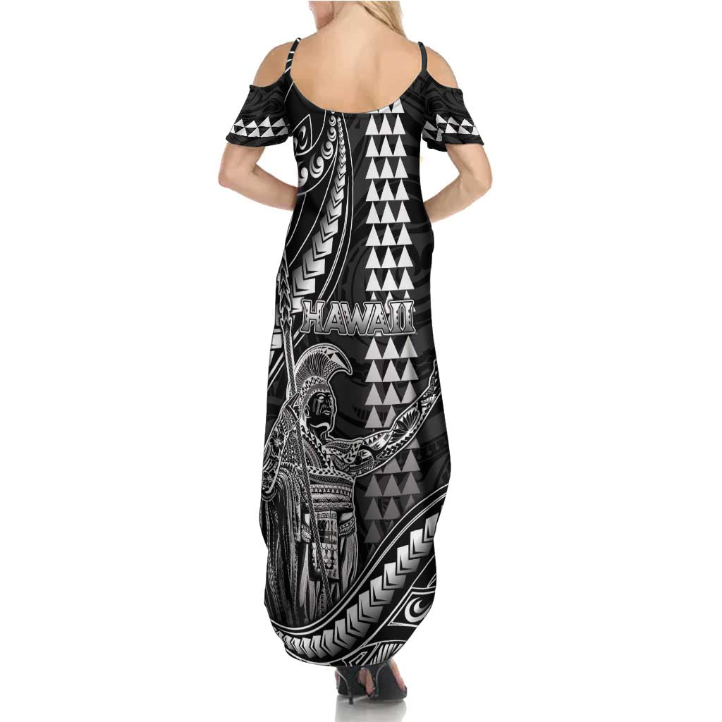 Hawaii King Kamehameha The Great Family Matching Summer Maxi Dress and Hawaiian Shirt Black Tribal Tattoo LT05 - Polynesian Pride