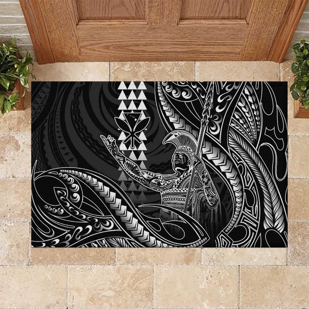Hawaii King Kamehameha The Great Rubber Doormat Black Tribal Tattoo LT05 Black - Polynesian Pride