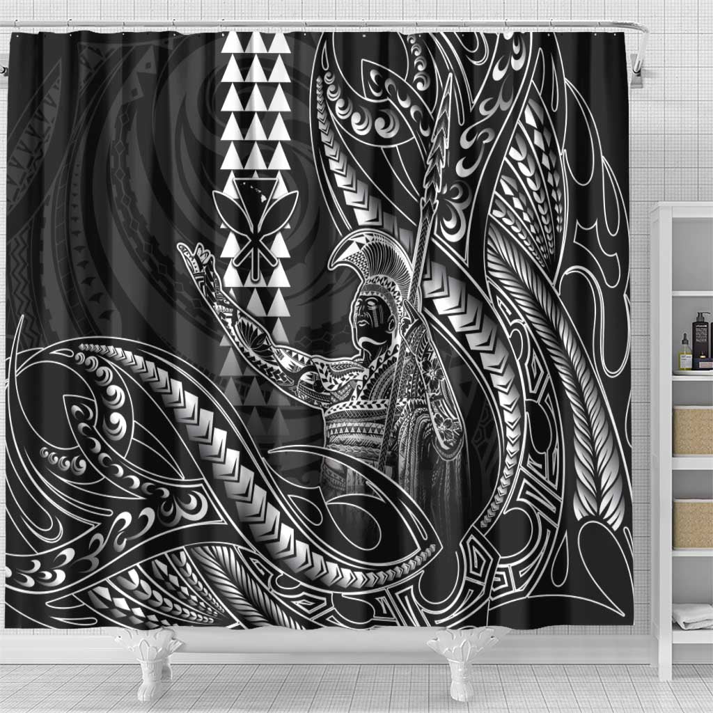 Hawaii King Kamehameha The Great Shower Curtain Black Tribal Tattoo