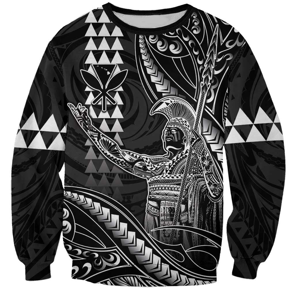 Hawaii King Kamehameha The Great Sweatshirt Black Tribal Tattoo LT05 Unisex Black - Polynesian Pride