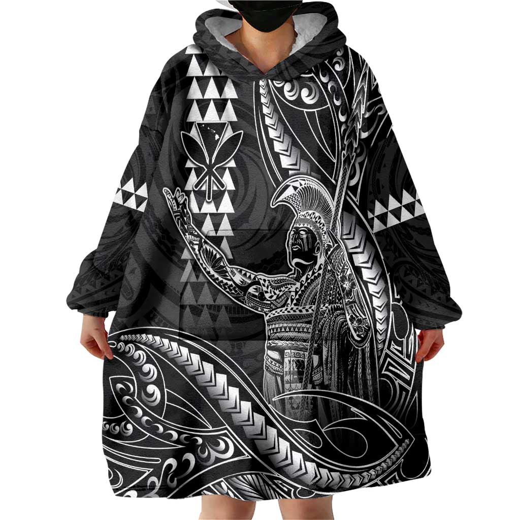 Hawaii King Kamehameha The Great Wearable Blanket Hoodie Black Tribal Tattoo