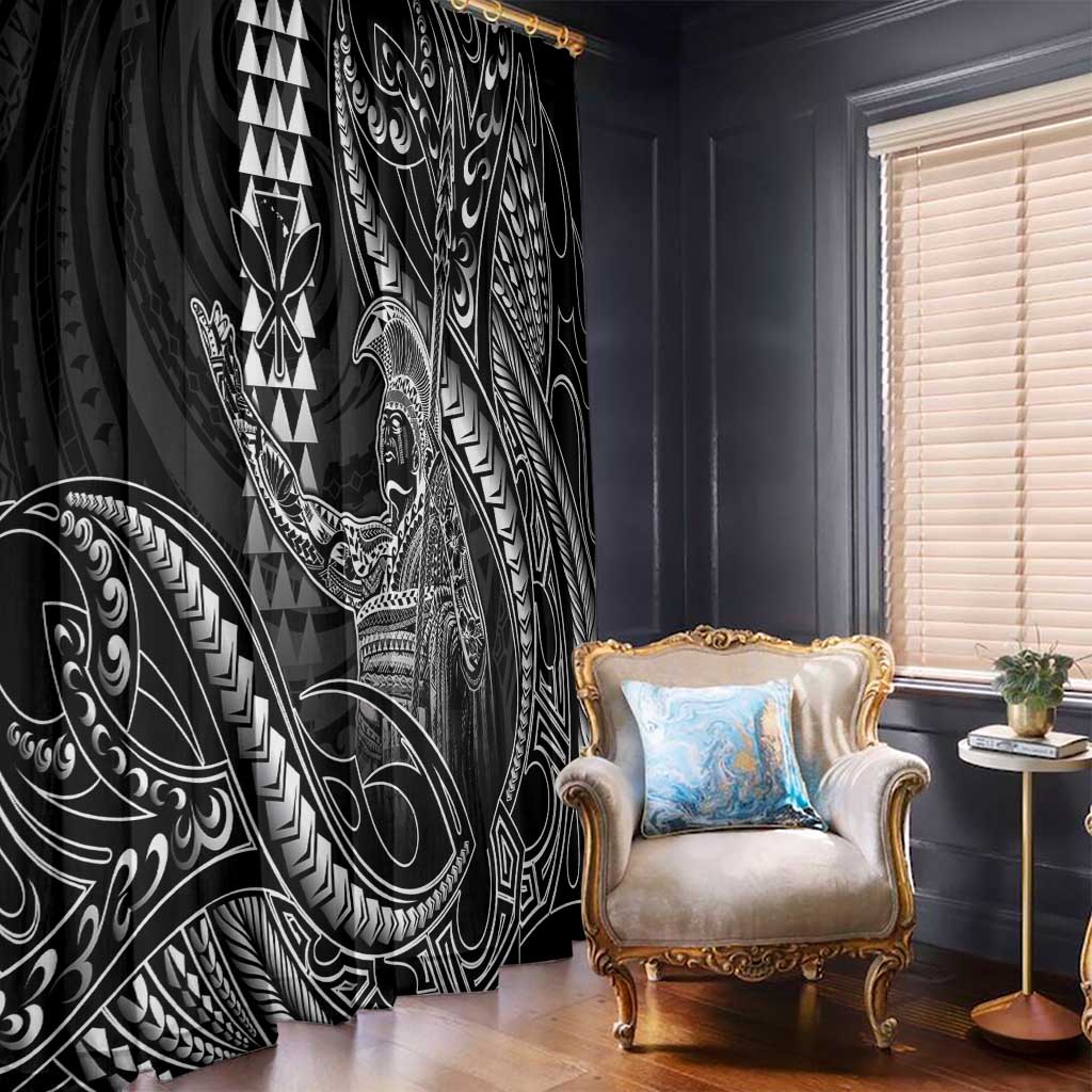 Hawaii King Kamehameha The Great Window Curtain Black Tribal Tattoo