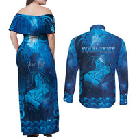 Personalised New Zealand Mother's Day Couples Matching Off Shoulder Maxi Dress and Long Sleeve Button Shirt Ko Te Whaea Te Takere O Te Waka LT05 - Polynesian Pride