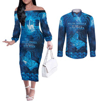 Personalised New Zealand Mother's Day Couples Matching Off The Shoulder Long Sleeve Dress and Long Sleeve Button Shirt Ko Te Whaea Te Takere O Te Waka