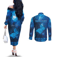 Personalised New Zealand Mother's Day Couples Matching Off The Shoulder Long Sleeve Dress and Long Sleeve Button Shirt Ko Te Whaea Te Takere O Te Waka