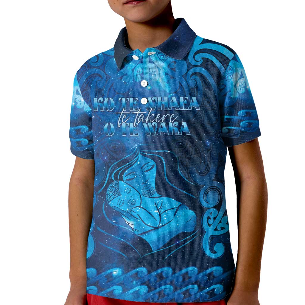 Personalised New Zealand Mother's Day Kid Polo Shirt Ko Te Whaea Te Takere O Te Waka LT05 Kid Blue - Polynesian Pride