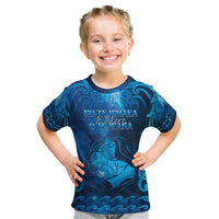 Personalised New Zealand Mother's Day Kid T Shirt Ko Te Whaea Te Takere O Te Waka LT05 Blue - Polynesian Pride