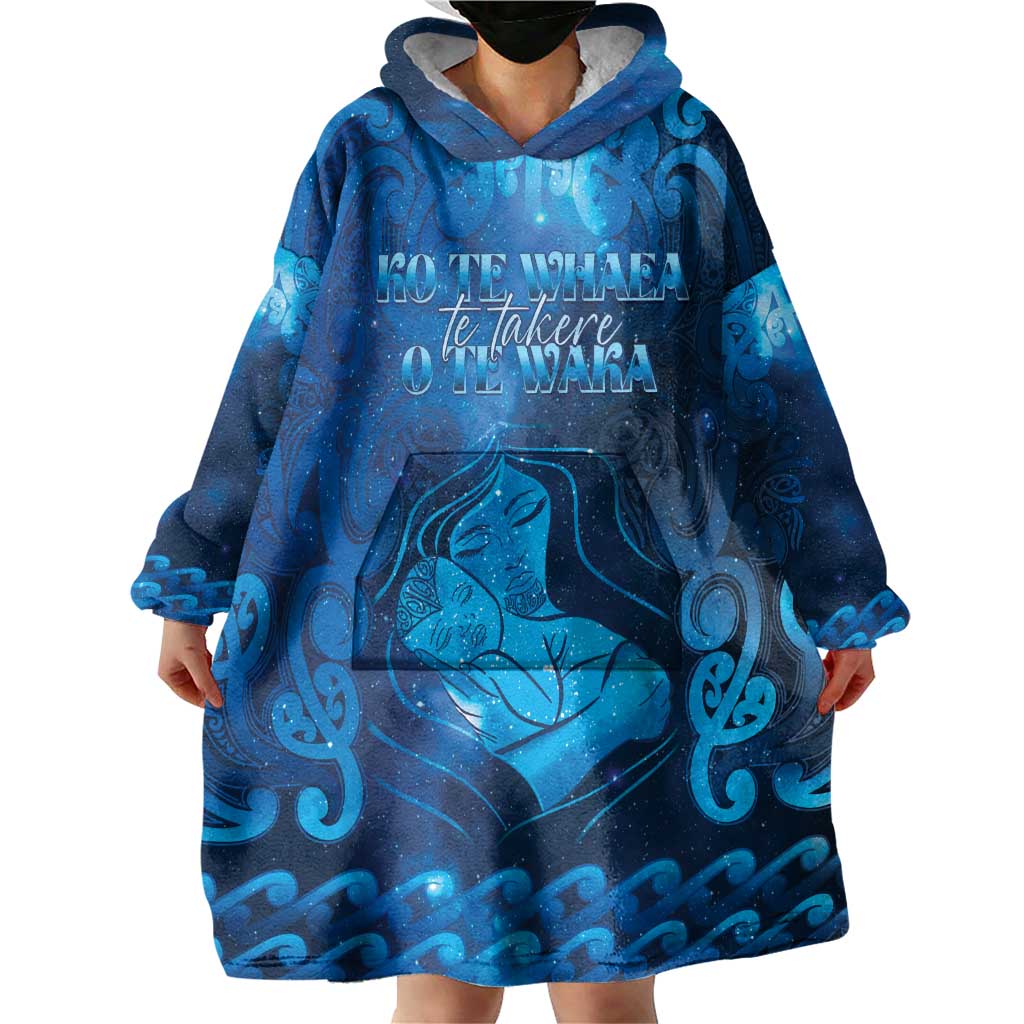 Personalised New Zealand Mother's Day Wearable Blanket Hoodie Ko Te Whaea Te Takere O Te Waka