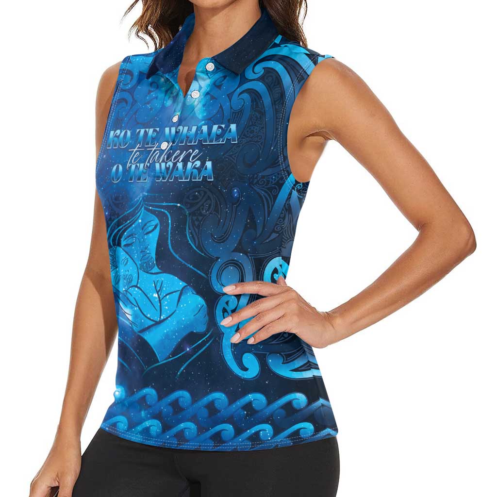 Personalised New Zealand Mother's Day Women Sleeveless Polo Shirt Ko Te Whaea Te Takere O Te Waka