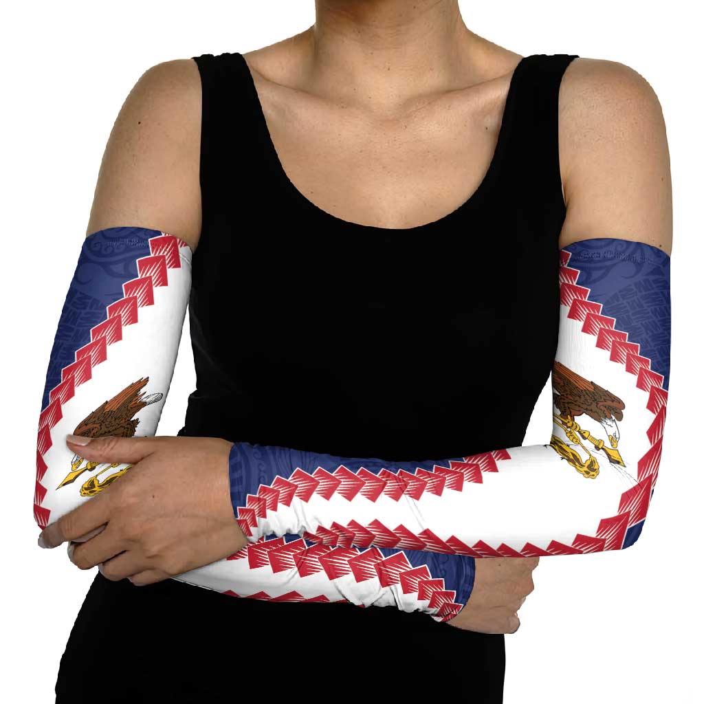 American Samoa Eagle Arm Sleeves Polynesian Tribal Pattern Curve Style LT05 - Polynesian Pride
