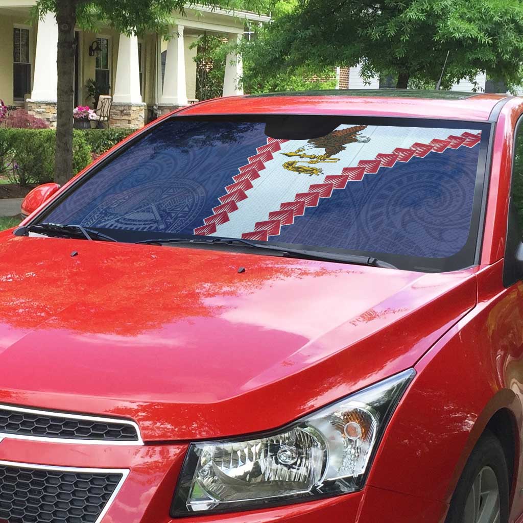American Samoa Eagle Auto Sun Shade Polynesian Tribal Pattern Curve Style LT05 - Polynesian Pride