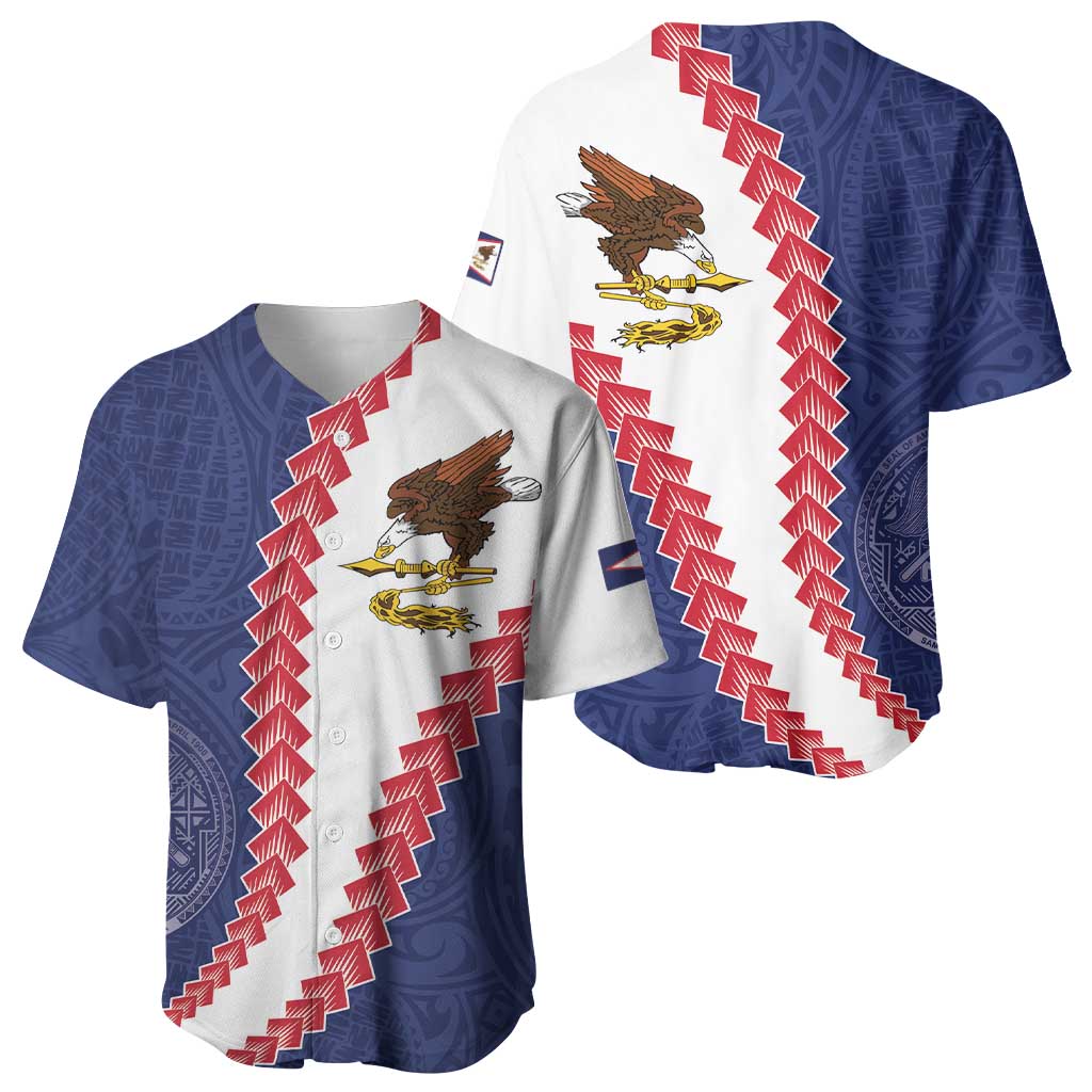 American Samoa Eagle Baseball Jersey Polynesian Tribal Pattern Curve Style