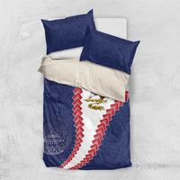 American Samoa Eagle Bedding Set Polynesian Tribal Pattern Curve Style LT05 US Twin 172cm x 218cm Blue - Polynesian Pride