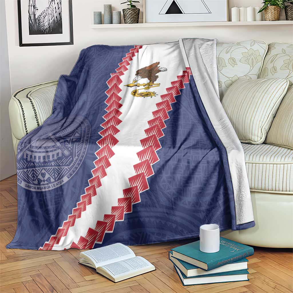 American Samoa Eagle Blanket Polynesian Tribal Pattern Curve Style LT05 Blue - Polynesian Pride