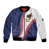 American Samoa Eagle Bomber Jacket Polynesian Tribal Pattern Curve Style LT05 Unisex Blue - Polynesian Pride