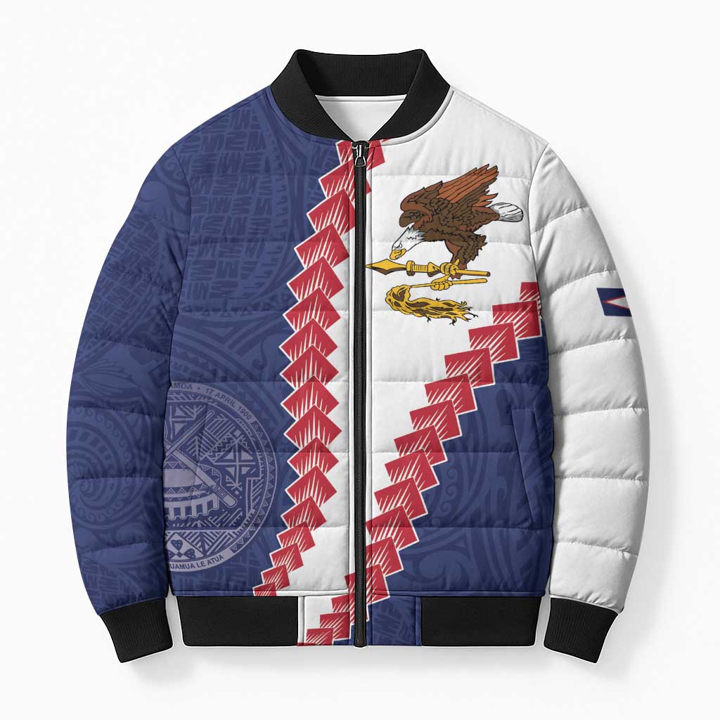 American Samoa Eagle Bomber Puffer Jacket Polynesian Tribal Pattern Curve Style