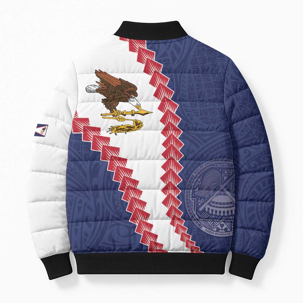 American Samoa Eagle Bomber Puffer Jacket Polynesian Tribal Pattern Curve Style