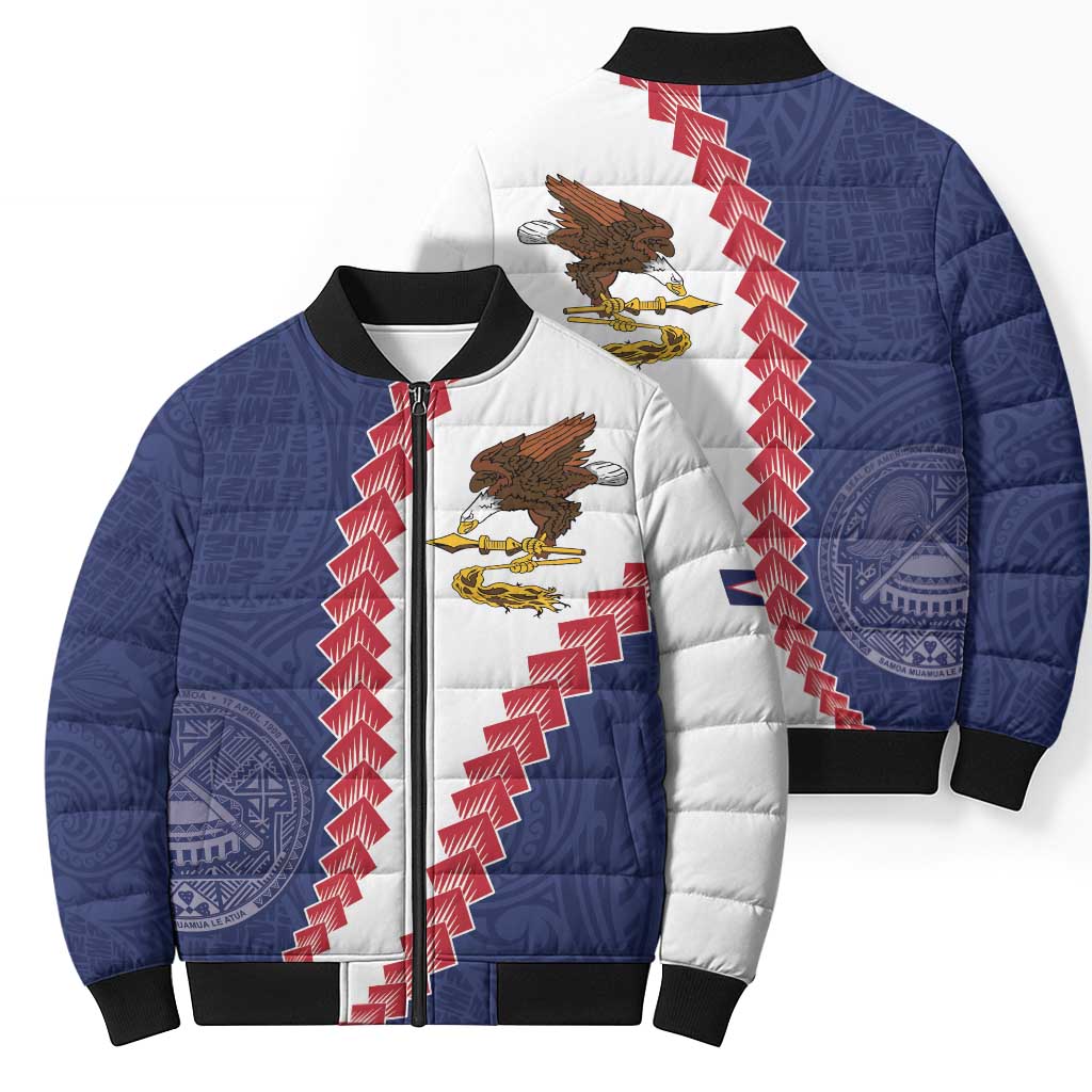 American Samoa Eagle Bomber Puffer Jacket Polynesian Tribal Pattern Curve Style