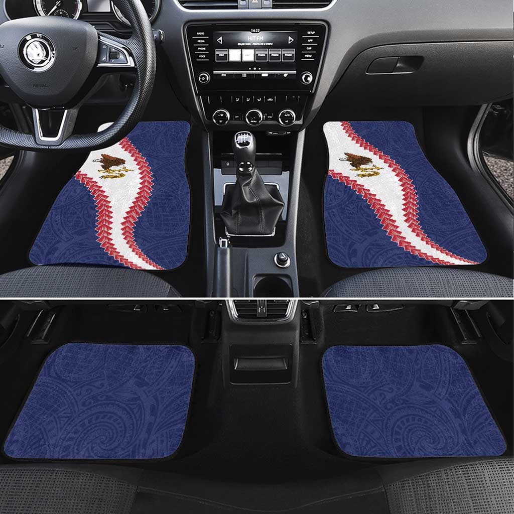 American Samoa Eagle Car Mats Polynesian Tribal Pattern Curve Style LT05 Set 4pcs Blue - Polynesian Pride