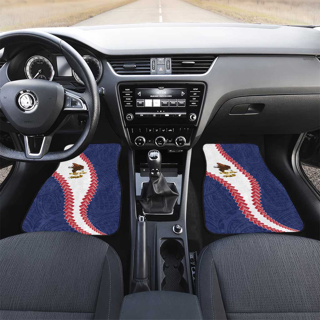 American Samoa Eagle Car Mats Polynesian Tribal Pattern Curve Style LT05 Set 2pcs - Front Blue - Polynesian Pride