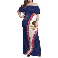 American Samoa Eagle Family Matching Off Shoulder Maxi Dress and Hawaiian Shirt Polynesian Tribal Pattern Curve Style