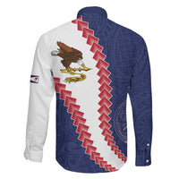 American Samoa Eagle Family Matching Off Shoulder Short Dress and Hawaiian Shirt Polynesian Tribal Pattern Curve Style