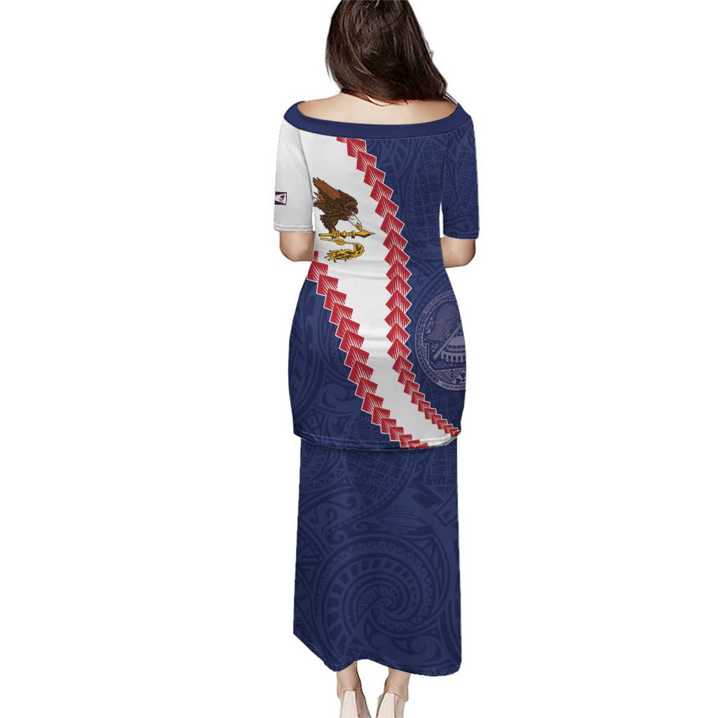 American Samoa Eagle Family Matching Puletasi and Hawaiian Shirt Polynesian Tribal Pattern Curve Style