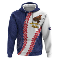 American Samoa Eagle Hoodie Polynesian Tribal Pattern Curve Style LT05 Pullover Hoodie Blue - Polynesian Pride