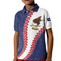 American Samoa Eagle Kid Polo Shirt Polynesian Tribal Pattern Curve Style LT05 Kid Blue - Polynesian Pride