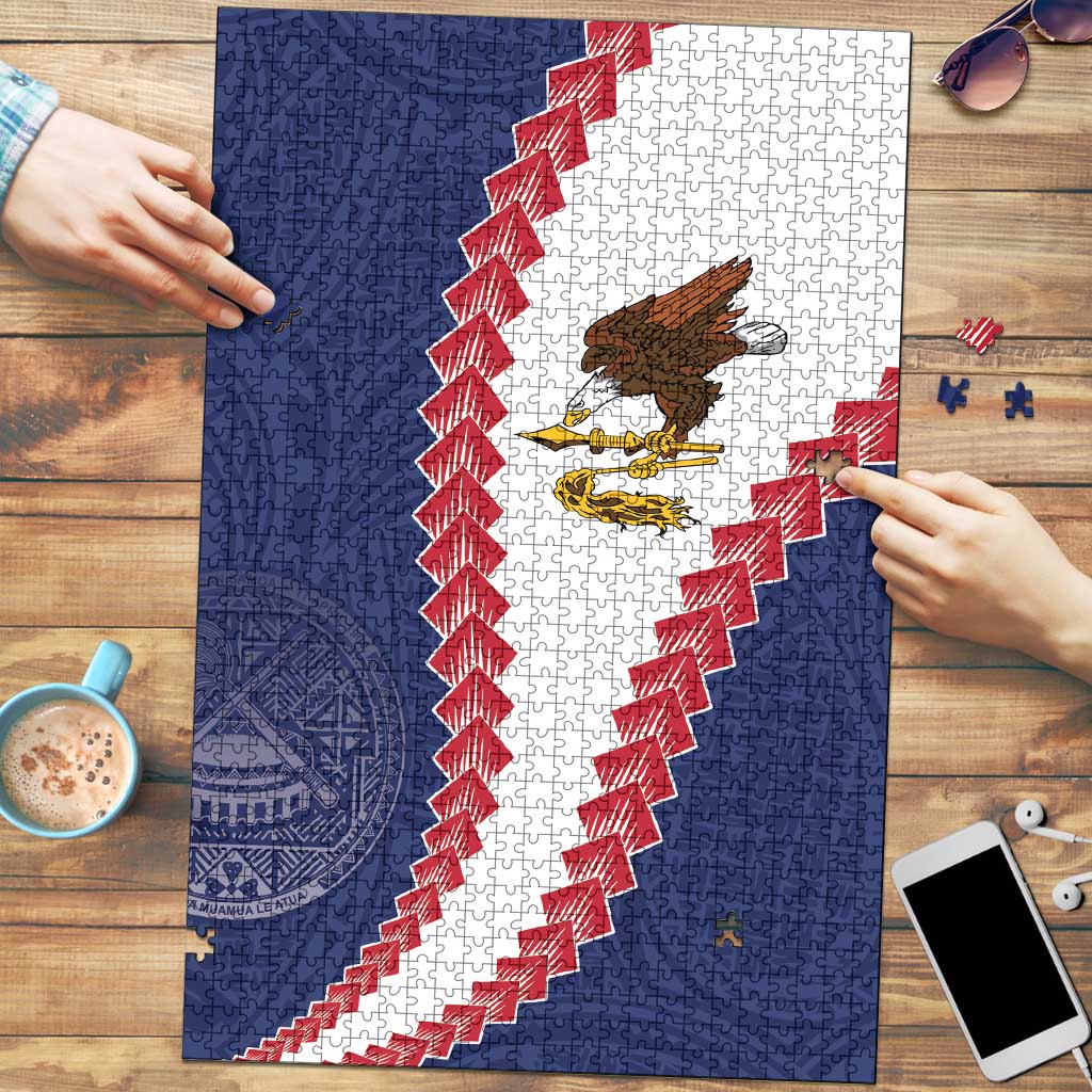 American Samoa Eagle Puzzle Polynesian Tribal Pattern Curve Style