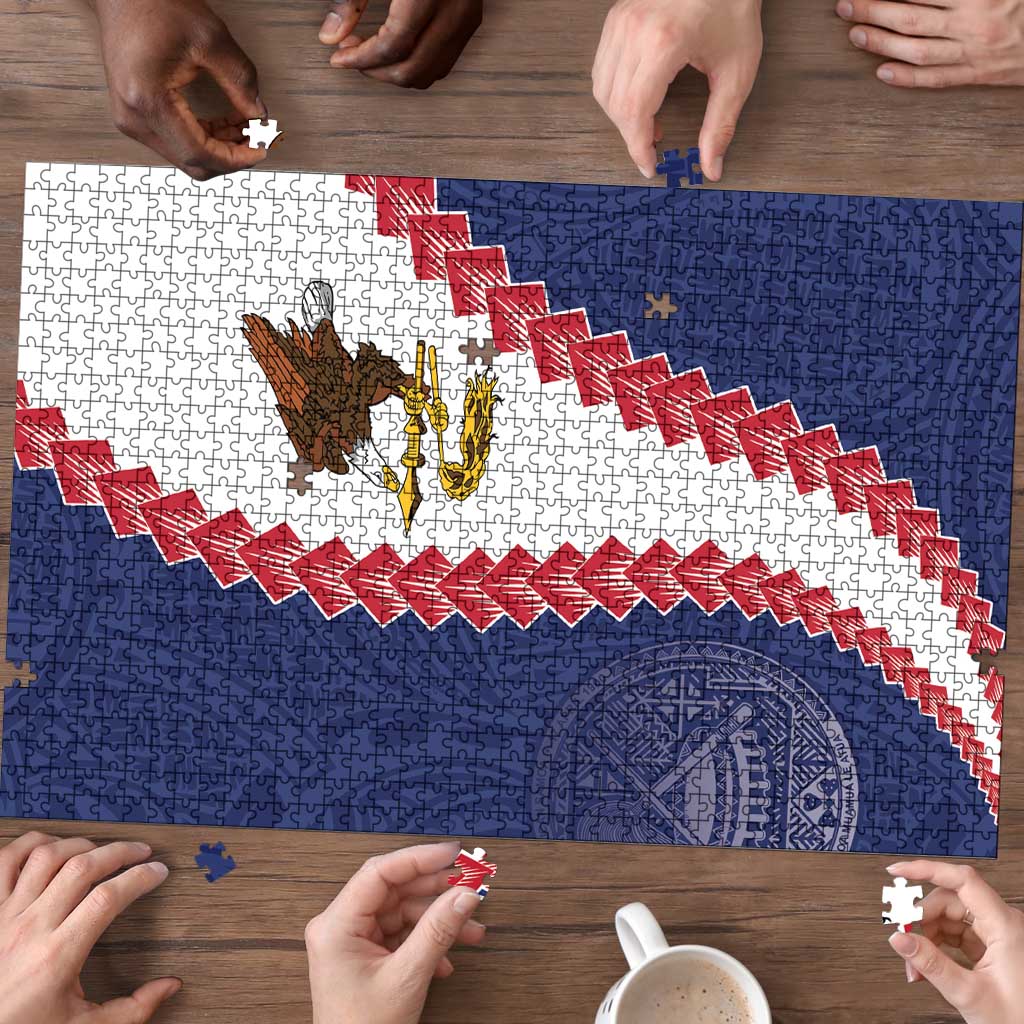 American Samoa Eagle Puzzle Polynesian Tribal Pattern Curve Style