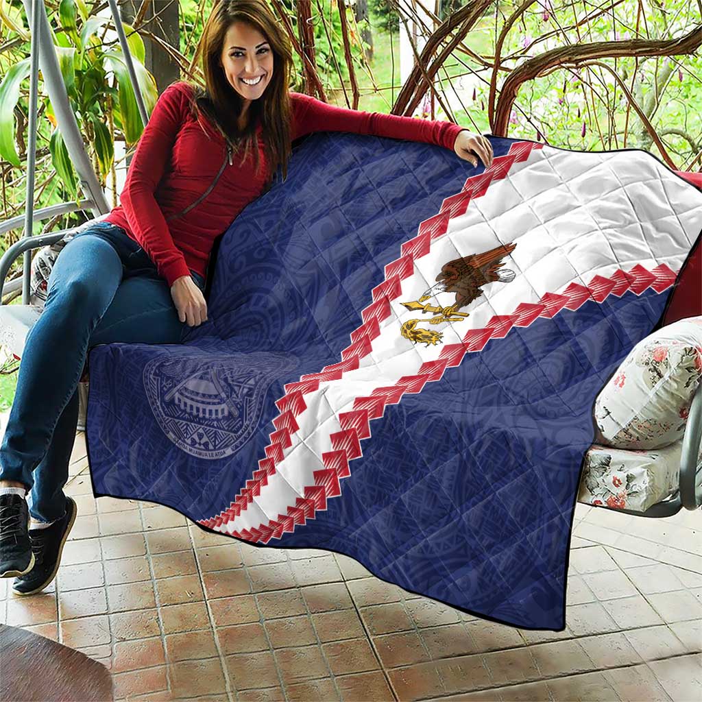 American Samoa Eagle Quilt Polynesian Tribal Pattern Curve Style