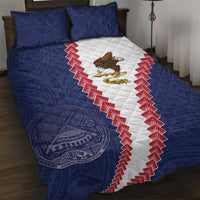 American Samoa Eagle Quilt Bed Set Polynesian Tribal Pattern Curve Style LT05 Blue - Polynesian Pride