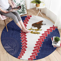 American Samoa Eagle Round Carpet Polynesian Tribal Pattern Curve Style