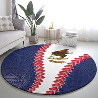 American Samoa Eagle Round Carpet Polynesian Tribal Pattern Curve Style