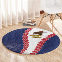 American Samoa Eagle Round Carpet Polynesian Tribal Pattern Curve Style